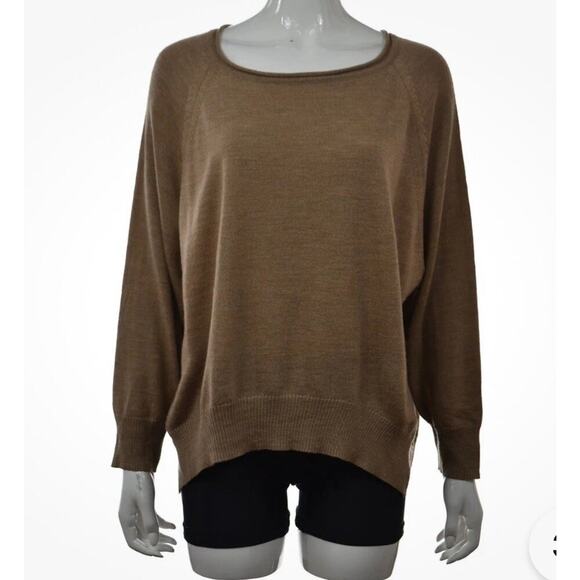 525 America Sweater Size Small Gray Solid Scoop Batwing Long Sleeve Wool 1912 - Picture 2 of 8